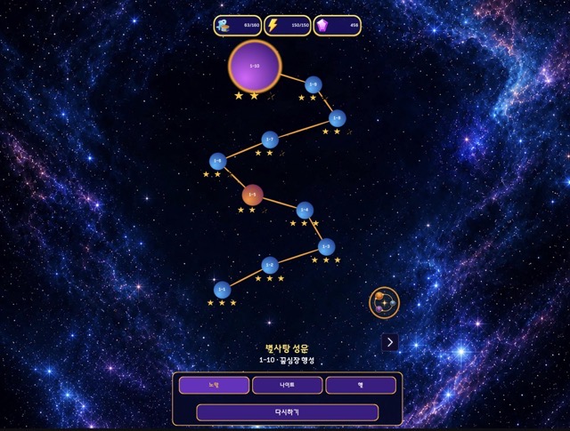 The galaxy map showing the ten-position route