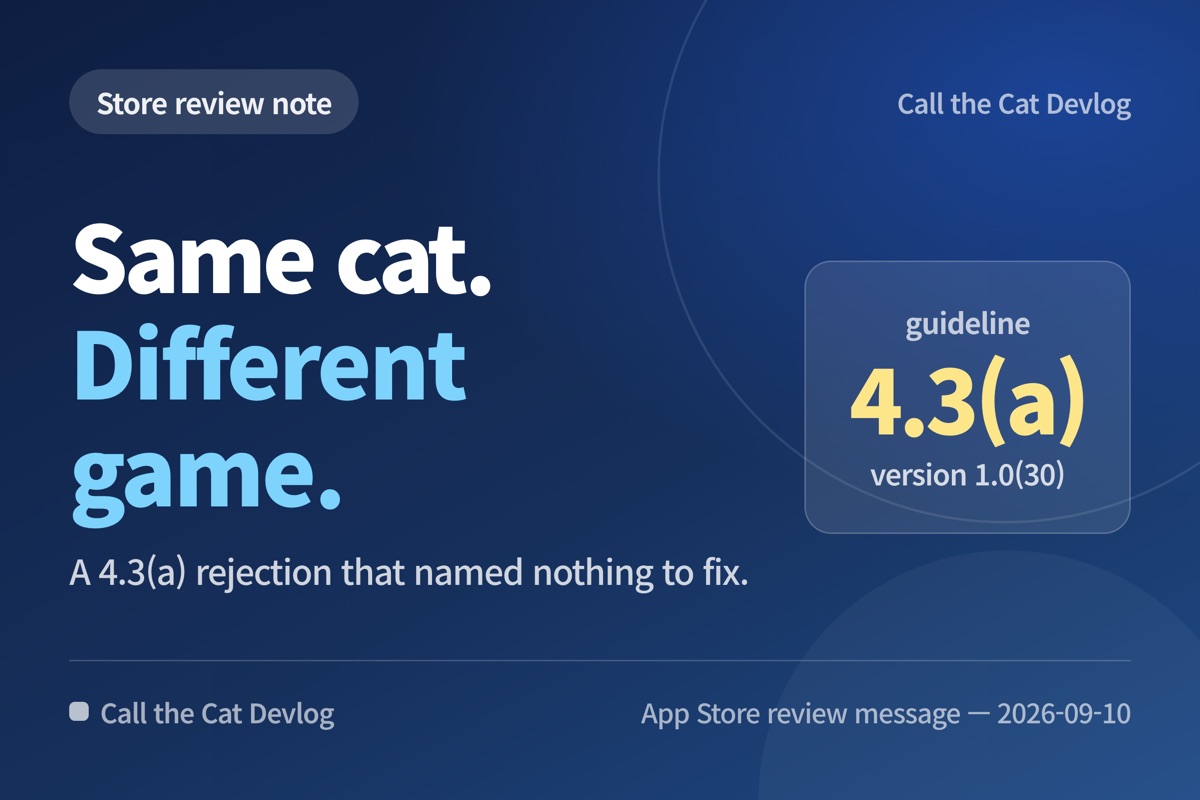 Title card: Same cat. Different game.