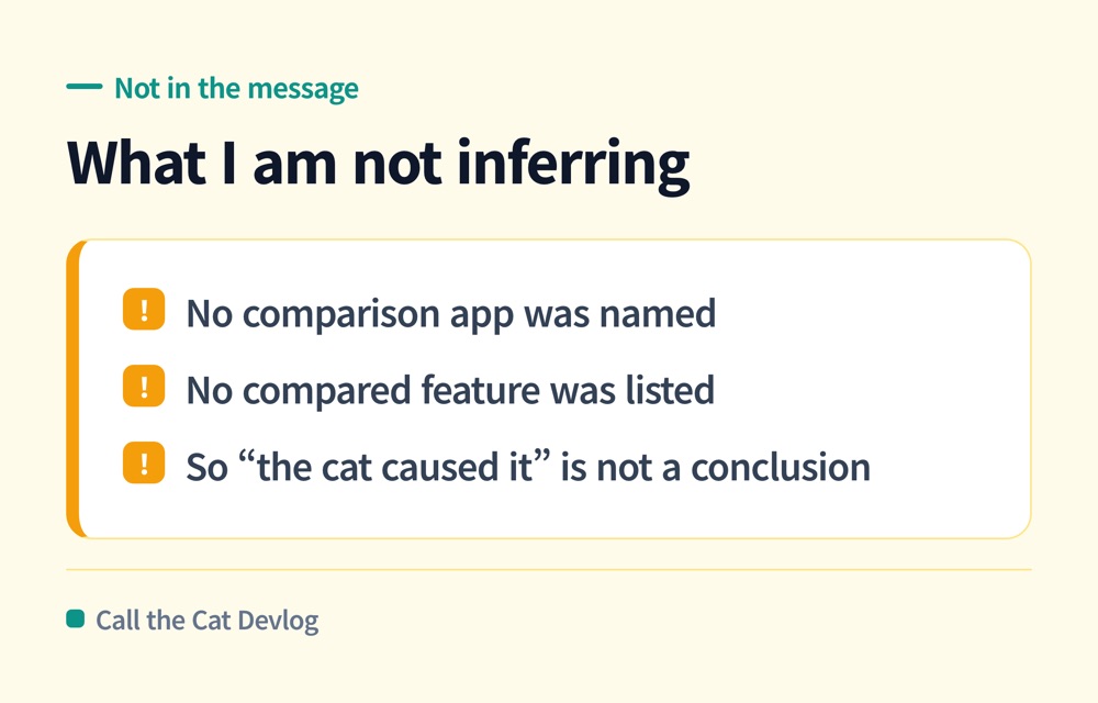 The things the rejection message did not say, kept out of my conclusions.